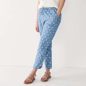 Sonoma ikat print chambray dolphin hem capris